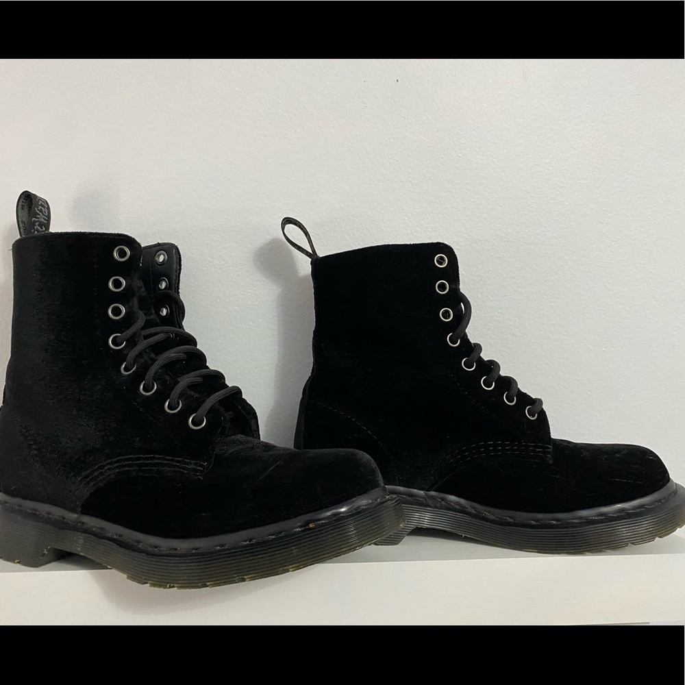 Doc Martens black velvet Air Wair boots